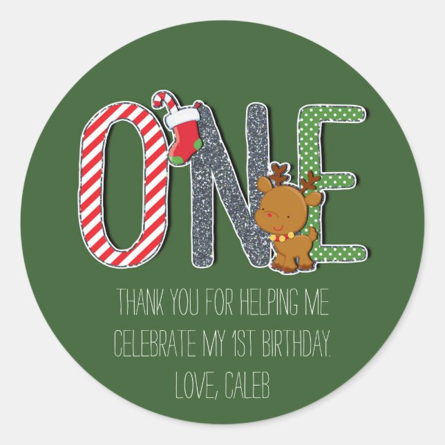 UN 1er Anniversaire Sticker personnalisé Fête de N (Devant)