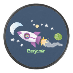 Un adorable vaisseau-fusée dans l'espace dessin an