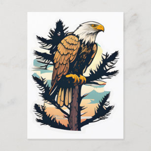 Un aigle chauve perché au-dessus d'un arbre cartes