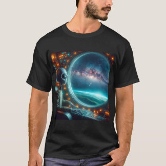 Un Alien regarde vers l'espace T-shirt