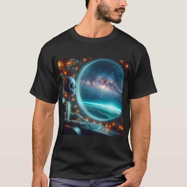 Un Alien regarde vers l'espace T-shirt (Devant)