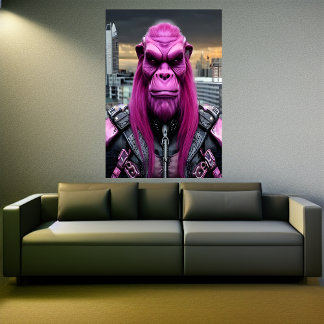 Un alien rose et violet | AI Art Poster