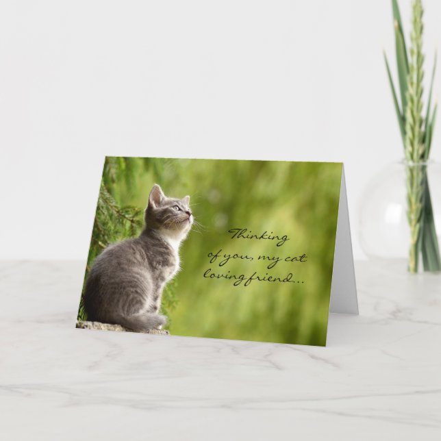 Un ami amoureux du chat pensant à vous carte de vo (Devant)