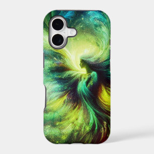 Un ange dans les nuages verts + jaunes sur iPhone