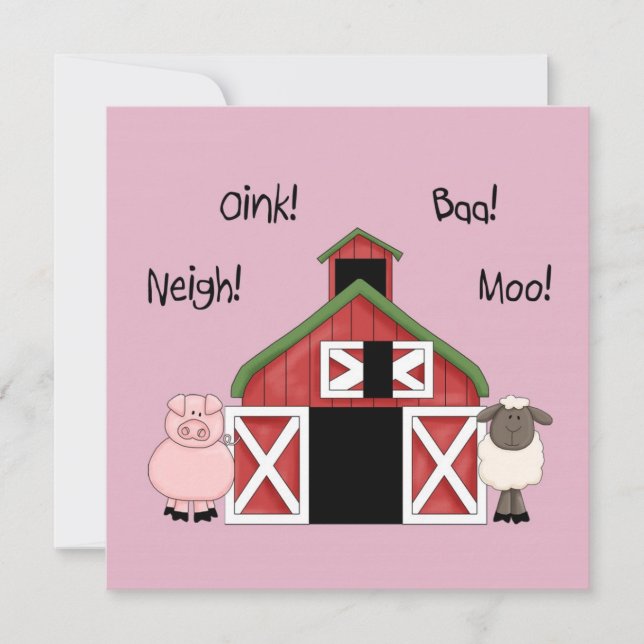 Un anniversaire à Barnyard - Invitation de filles  (Devant)