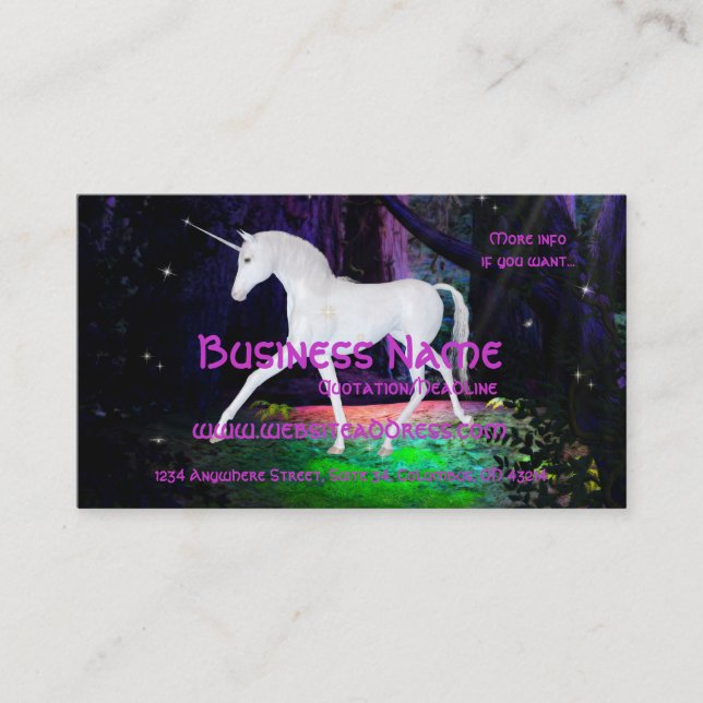 Un aperçu d'une licorne - cartes de visite (Devant)