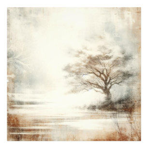 Un arbre dans la brume Ancien Graphisme de photo