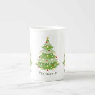 Un arbre de Noël personnalisé, un os de Chine Mug