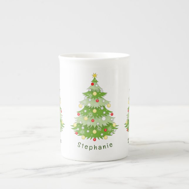 Un arbre de Noël personnalisé, un os de Chine Mug (Devant)