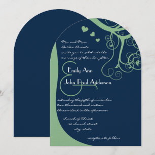 Un arbre vert souffle sur la Faire-part de mariage
