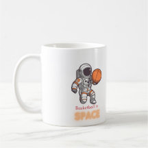 Un astronaute joue au basket-ball dans Space Mug