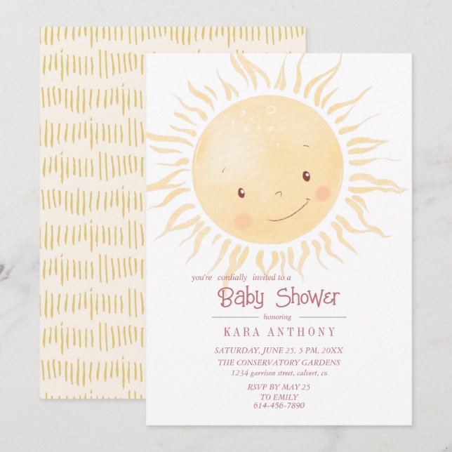 Un Baby shower Un Peu Soleil Invitation (Devant / Derrière)