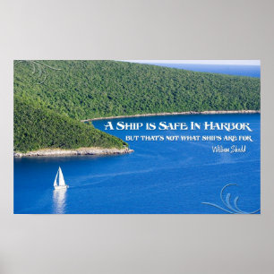 Un bateau est sûr en affiche de motivation de por