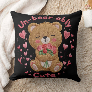 Un-bear-ably Cute Teddy Bear Throw Pillow