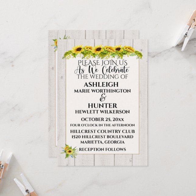Un Beau Jour Pour Un Mariage - Invitation (Devant/Arrière en situation)