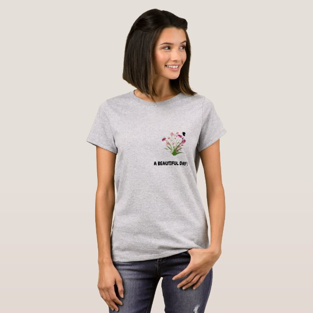 'UN BEAU JOUR' T-shirt imprimé pour femmes (Devant entier)
