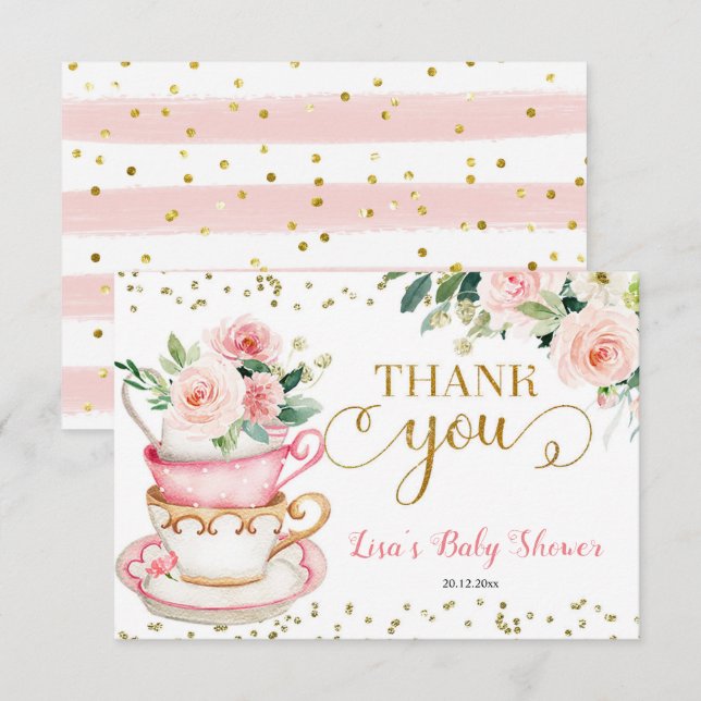 Un bébé brasse du Merci de Baby shower de Tea Part (Devant / Derrière)