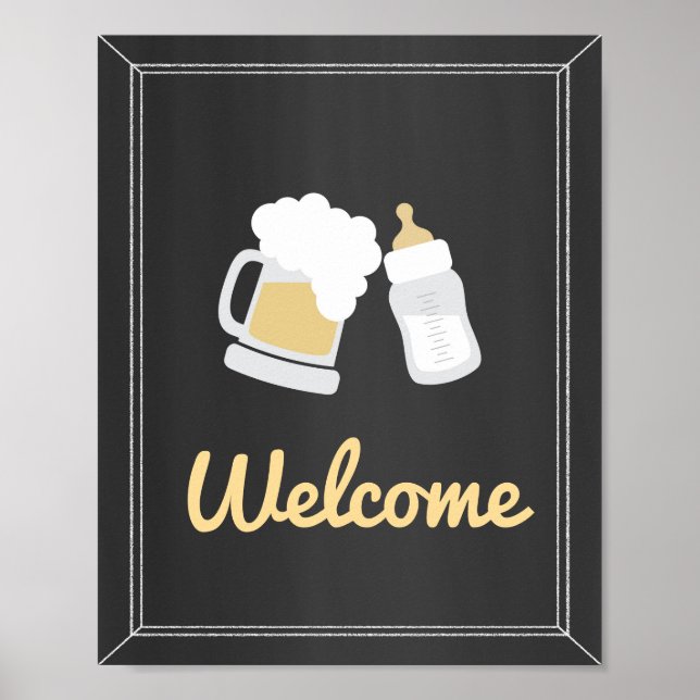 Un bébé brasse une Affiche de bienvenue Baby showe (Devant)