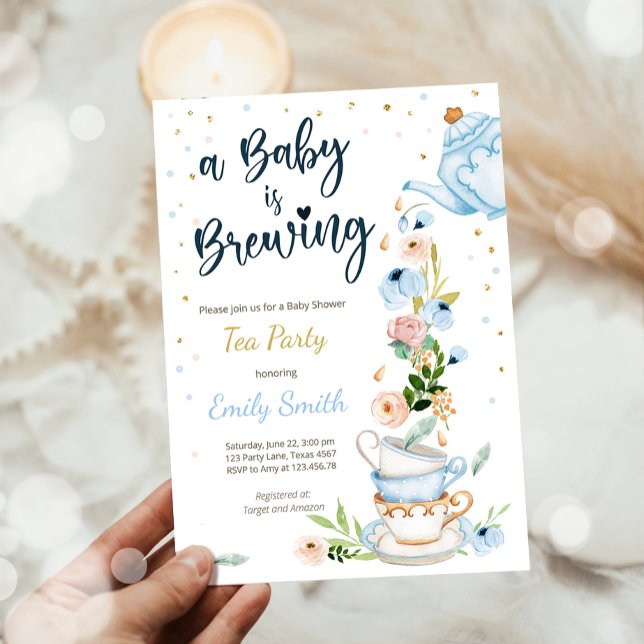 Un bébé est en train de brasser Invitation Tea Par (Créateur téléchargé)