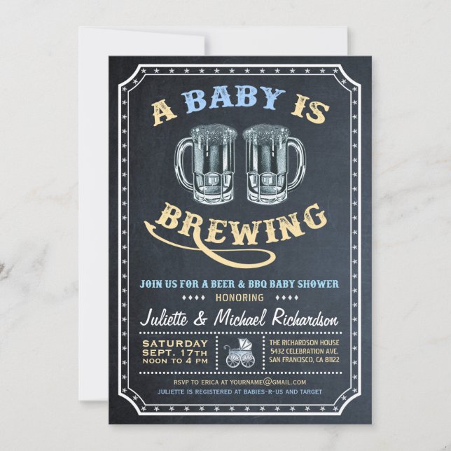"Un bébé est en train de brasser" Invitations de d (Devant)