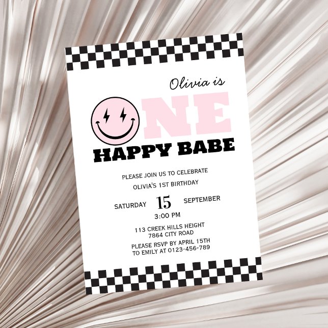 Un Bébé heureux Rétro première invitation annivers (Créateur téléchargé)