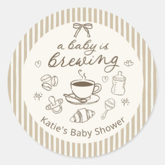Un bébé prépare du café Autocollant pour Baby Show