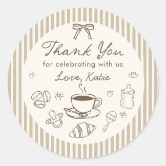 Un bébé prépare du café Merci Autocollant