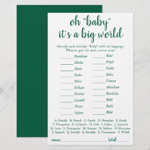 Un bébé simple dans le monde Carte Quiz Vert