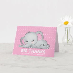 Un bel éléphant rose grand merci Carte de remercie