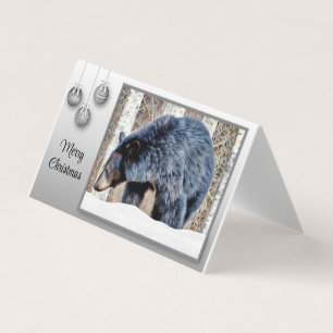 Un bel ours noir dans la neige.