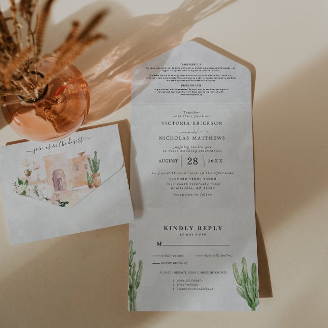 Un Boho Desert Cactus | Invitation de mariage tout en (Créateur téléchargé)
