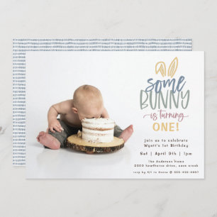 Un Bunny Anniversaire Fête Photo Invitation