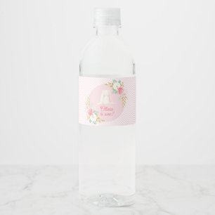 Un Bunny Birthday Étiquette bouteille d'eau rose