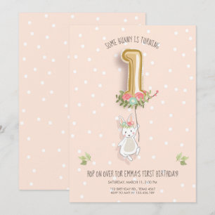 Un Bunny Invitation Anniversaire Fille Premier Ros