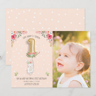 Un Bunny Invitation Anniversaire Fille Premier Ros