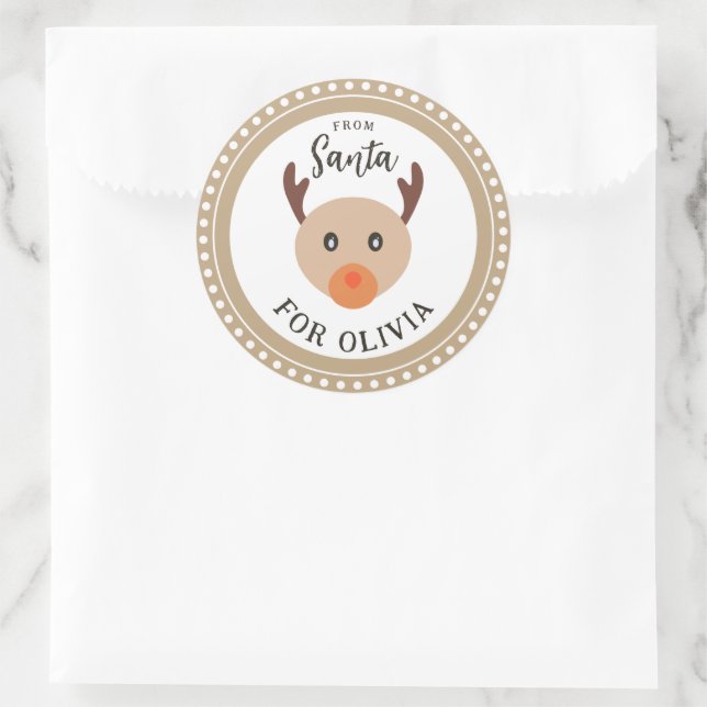 Un Cadeau De Père Noël Cute Reindeer Sticker De No (Sac)