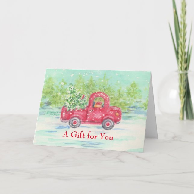 Un cadeau pour vous Noël Red Truck Carte de voeux (Devant)