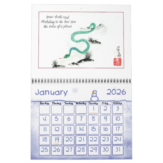 Un calendrier de haïga originales par Origa. (Jan 2026)