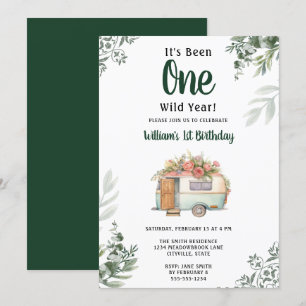 Un Camper 1er Anniversaire Invitation Camping