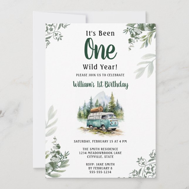 Un Camper 1er Anniversaire Invitation Camping (Devant)