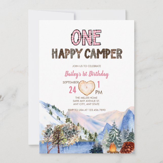 Un Camper Heureux | Camping Invitation d'anniversa (Devant)