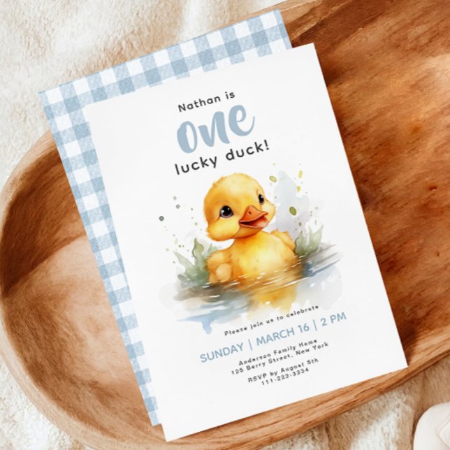 Un Canard chanceux Première Invitation d'anniversa (Créateur téléchargé)