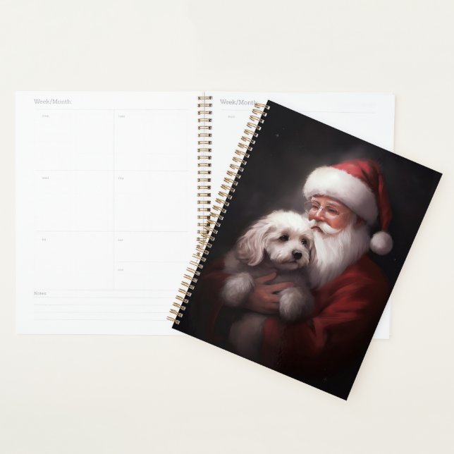 Un caniche au Père Noël Festif (Devant avec enveloppe)