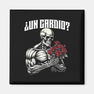 Un Cardio Espalda. Calaca Con Flores Rosas Magnet