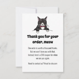 Un Carte de remerciements de chat Tuxedo mignon po