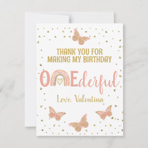 UN Carte de remerciements de papillons roses anniv