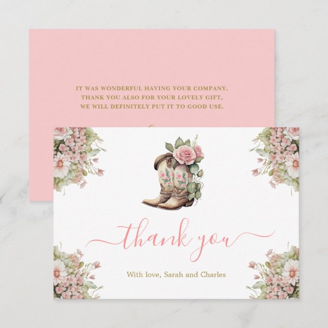 Un Carte de remerciements petit Baby shower fille (Devant / Derrière)
