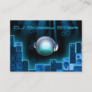 Un carte de visite bleu de laser du DJ de cool