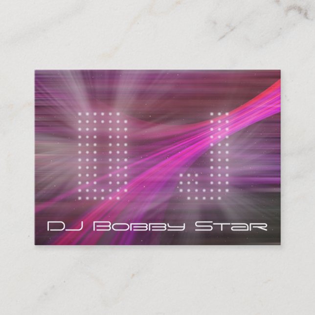 Un carte de visite rose de lumière laser du DJ de (Devant)