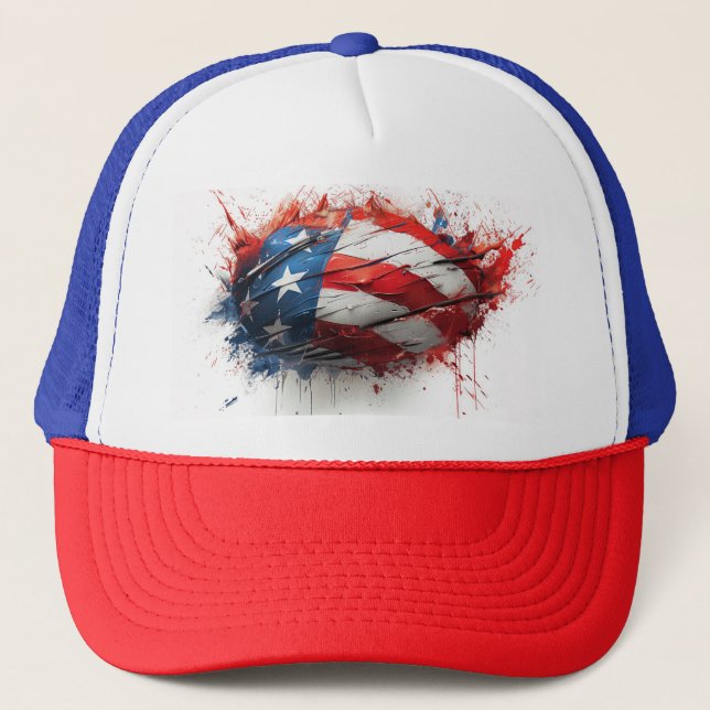 Un casquette de baseball rouge et bleu (Devant)